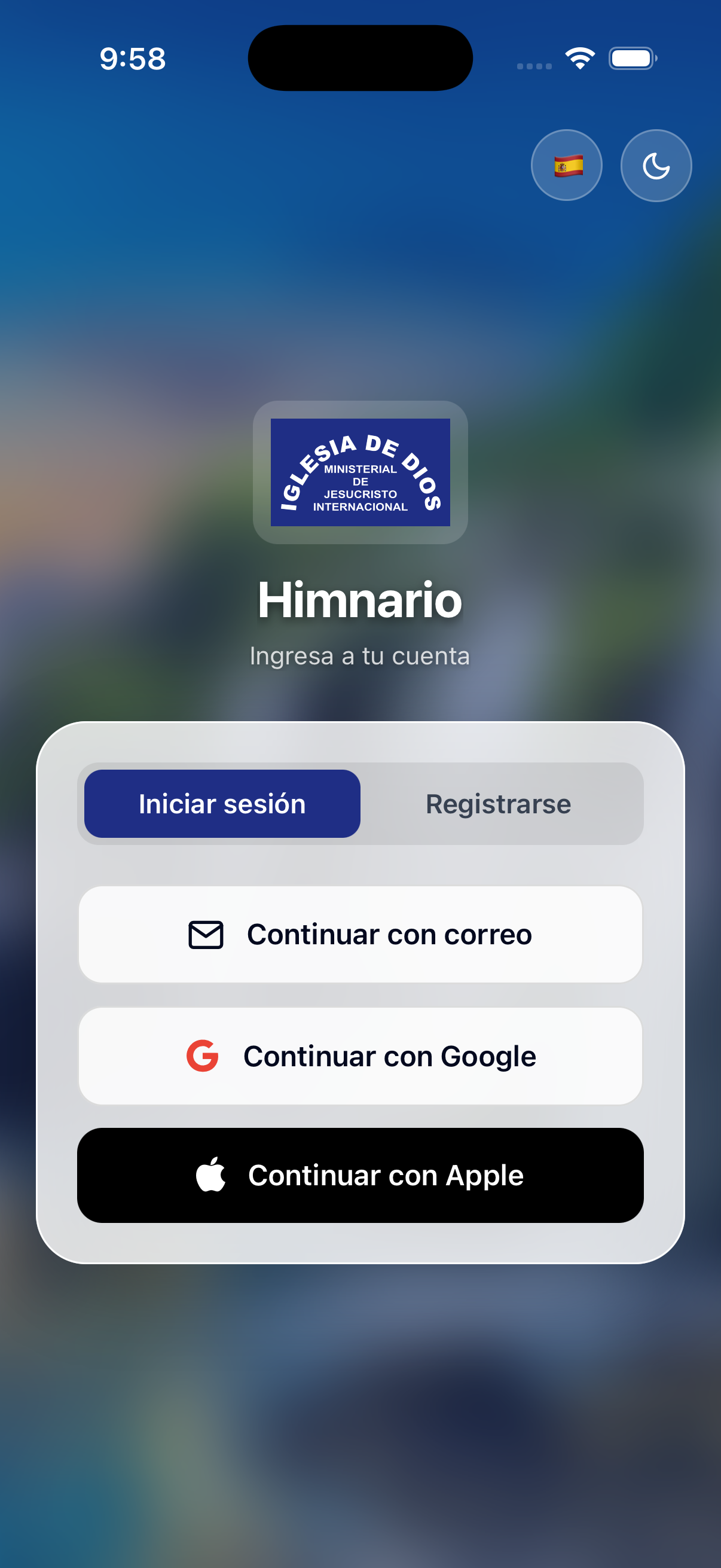 Pantalla de bienvenida